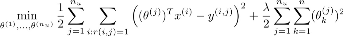 Cost function for all users parameter